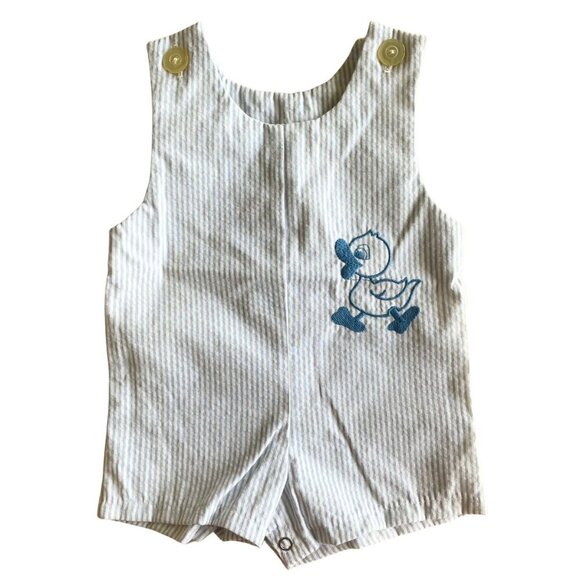 Vintage Royal Heir Made in the USA Baby Boy Duck Ducky Romper Overalls - 12 Mo. - Picture 1 of 9